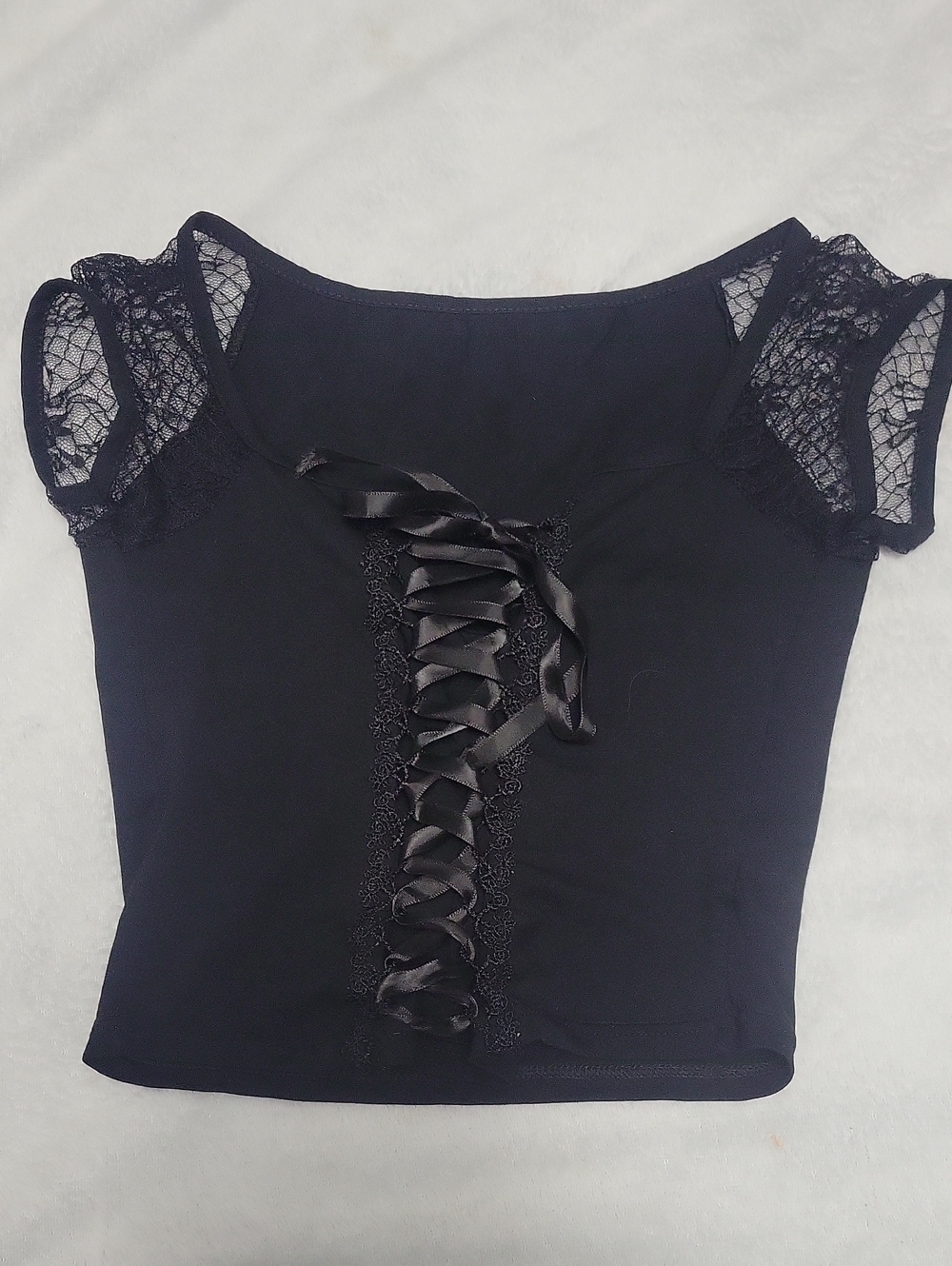5/$20**Small Black Lace Up Crop Top